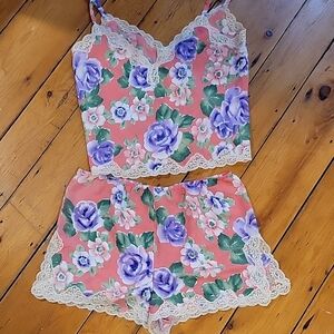 Victoria's Secret Vintage Pink & Purple Floral Pajama Set